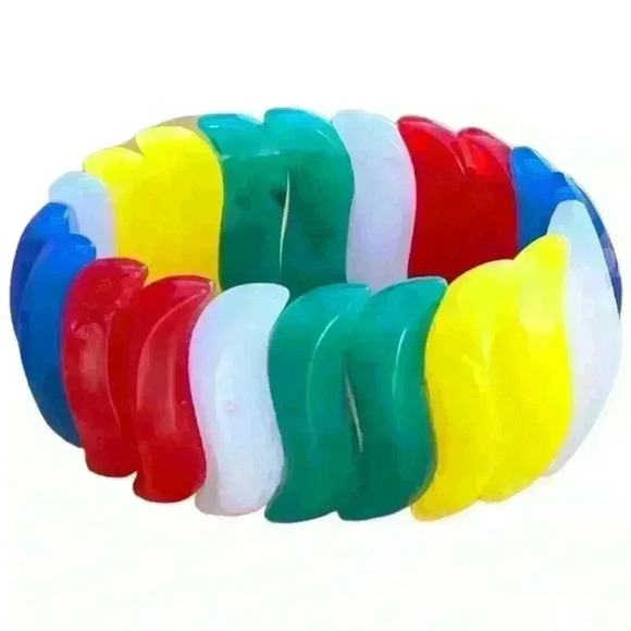 Vintage 80s multicolored stretchy bracelet - Picture 1 of 3